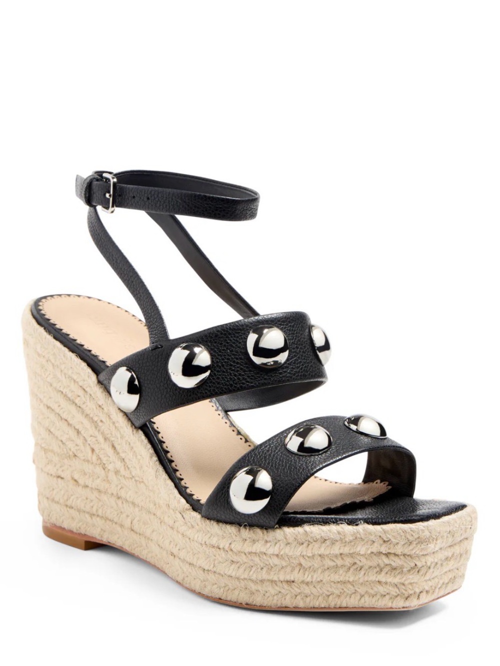 cinq a sept Black Studded Espadrille Wedge Sandals